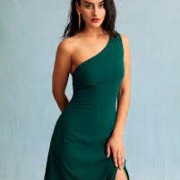 Rihoas Green One Shoulder Sleeveless Maxi Dress Size S NWT - Picture 6 of 14